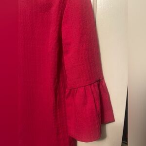 Zara NWT Vibrant Red Pink Long Sleeve Dress